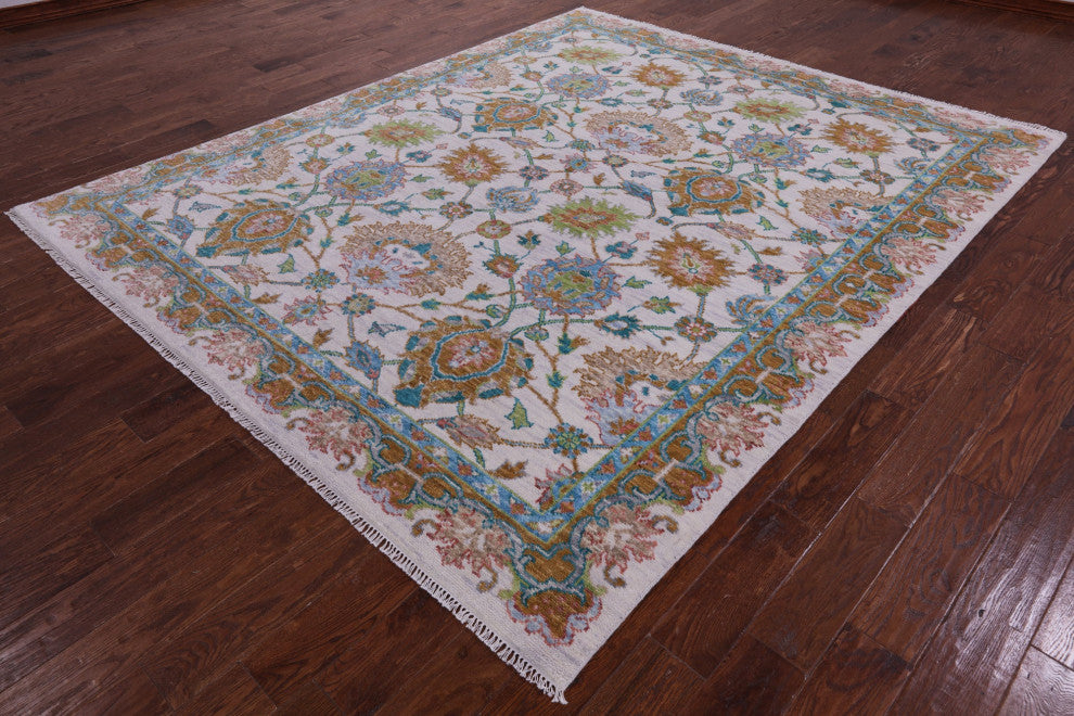 7' 10" X 9' 6" Handmade William Morris Wool Rug - Q15650