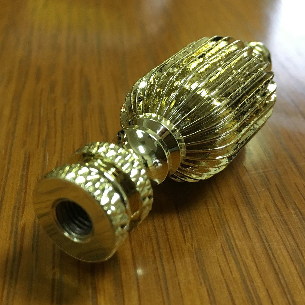 Royal Designs Button Finial, Polished Brass, Single