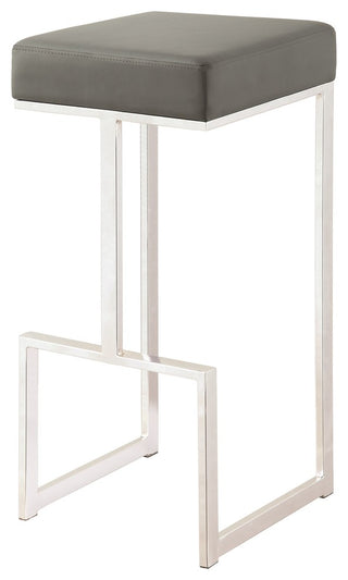 Contemporary Leatherette Bar Stool Chair With Chrome Base, Gray