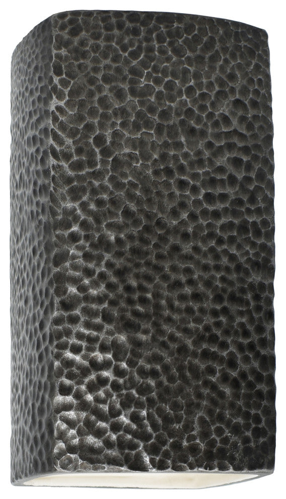 Ambiance, Small Rectangle, Open Top & Bottom Wall Sconce, E26, Incandescent, Hammered Pewter