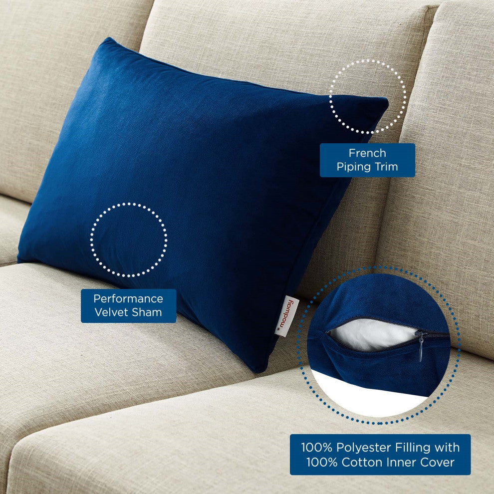 Accent Throw Pillow, Velvet, Blue Navy, Modern, Living Lounge Hotel Hospitality