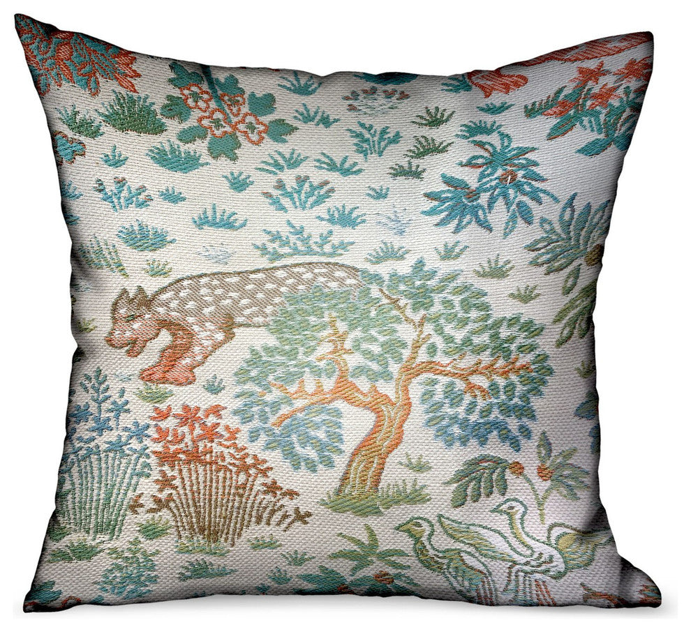 Plutus Wild Jungle Multi Animal motif Outdoor/Indoor Pillow, 18"x18"