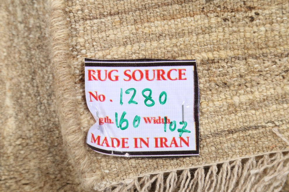 Gabbeh Oriental Modern Solid Color Hand Made Persian Rug, Beige, 5'1"x3'5"