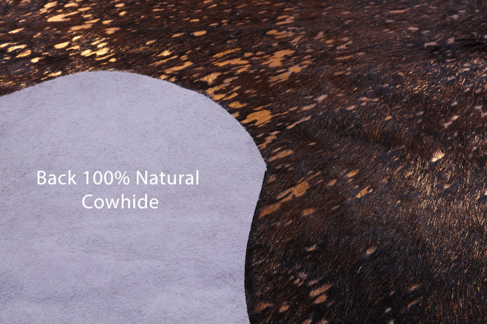 7' 6" X 6' 11" Gold Metallic Cowhide Rug C2080