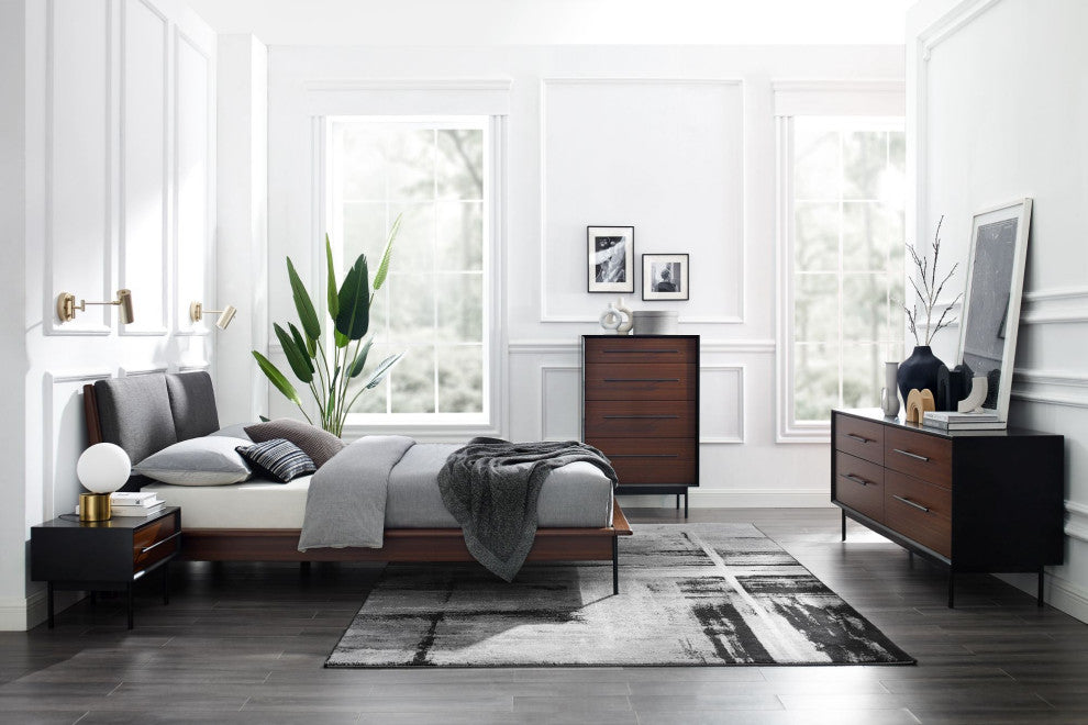 Park Avenue Platform Bed with Fabric, Ruby, King