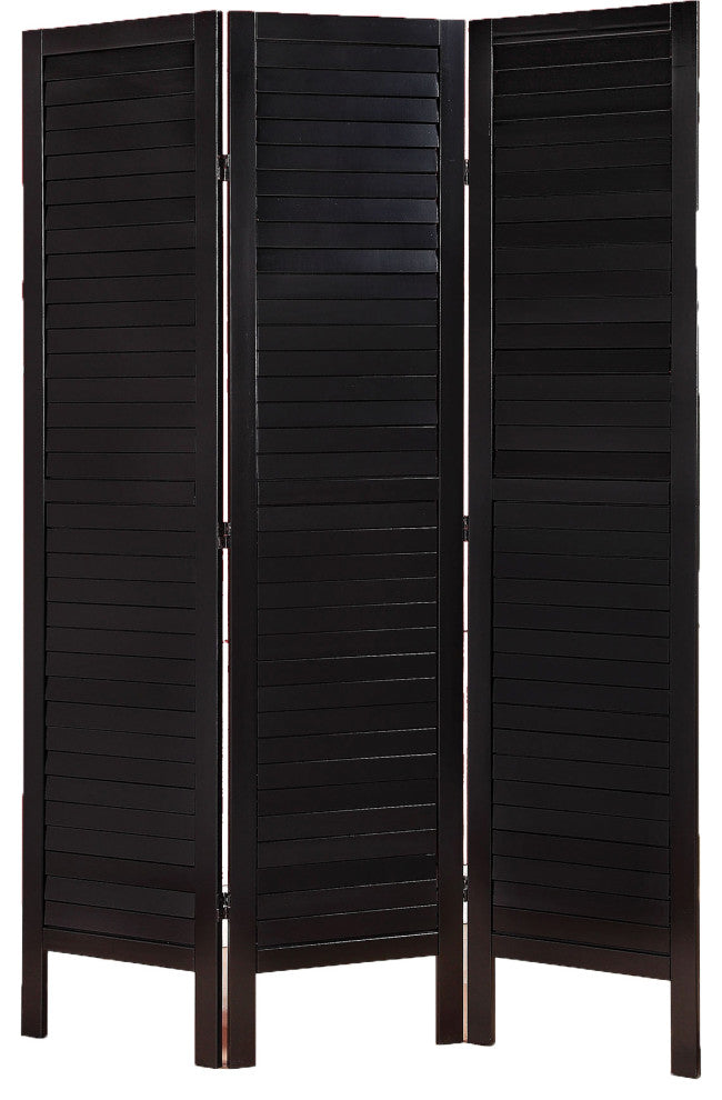 3-Panel Wooden Screen, Black Pine Black