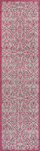 Madrid Vintage Filigree Textured Weave Indoor/Outdoor, Light Gray/Fuchsia, 2x10