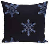 Flurries, Decorative Holiday Print Pillow, Navy Blue, 26"x26"