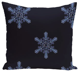 Flurries, Decorative Holiday Print Pillow, Navy Blue, 26"x26"