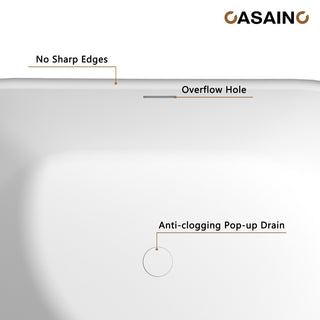 Solid Surface Stone Freestanding Tub Soak in Style with Matte White Finish, 57in