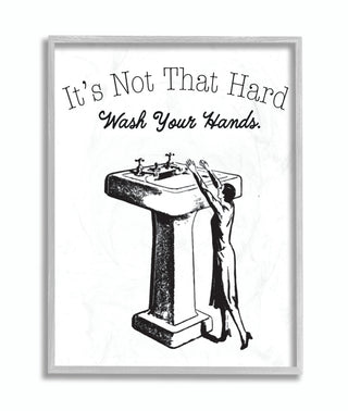 Not That Hard Bathroom Funny Word Design, 11"x14", Gray Frame