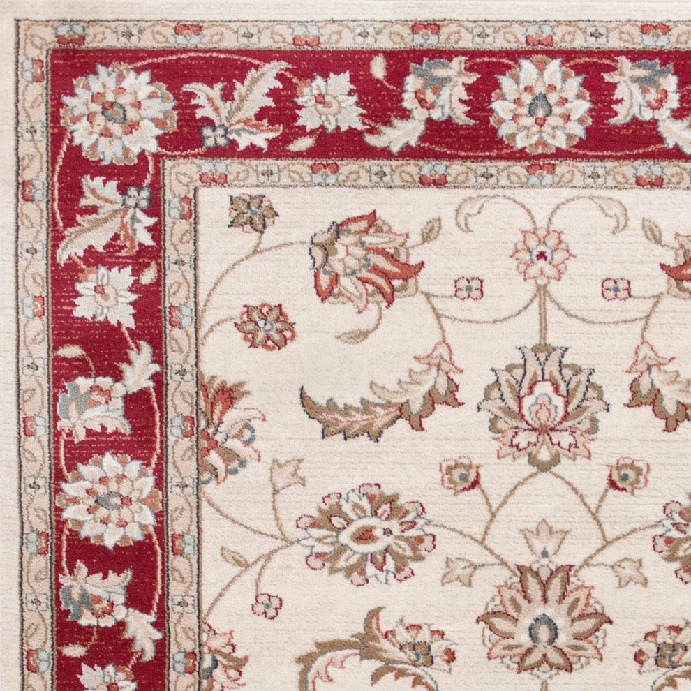 KAS Avalon 5613 Ivory/Red  Mahal Area Rug, 5'3" x 7'7"
