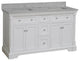 Sydney 60" Bathroom Vanity, White, Carrara Marble, Double Sink
