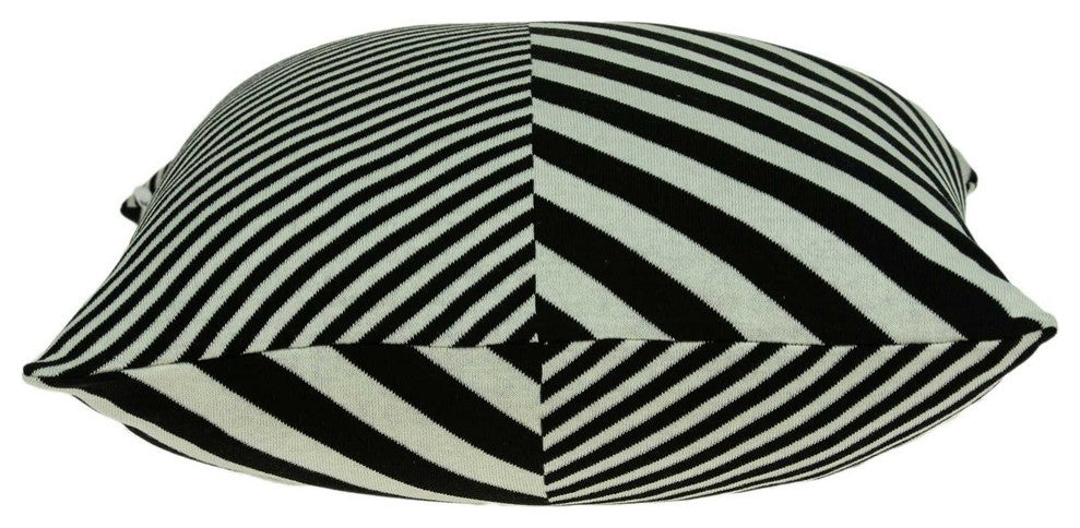 18" X 5" X 18" Transitional White & Black Pillow Cover With Poly Insert