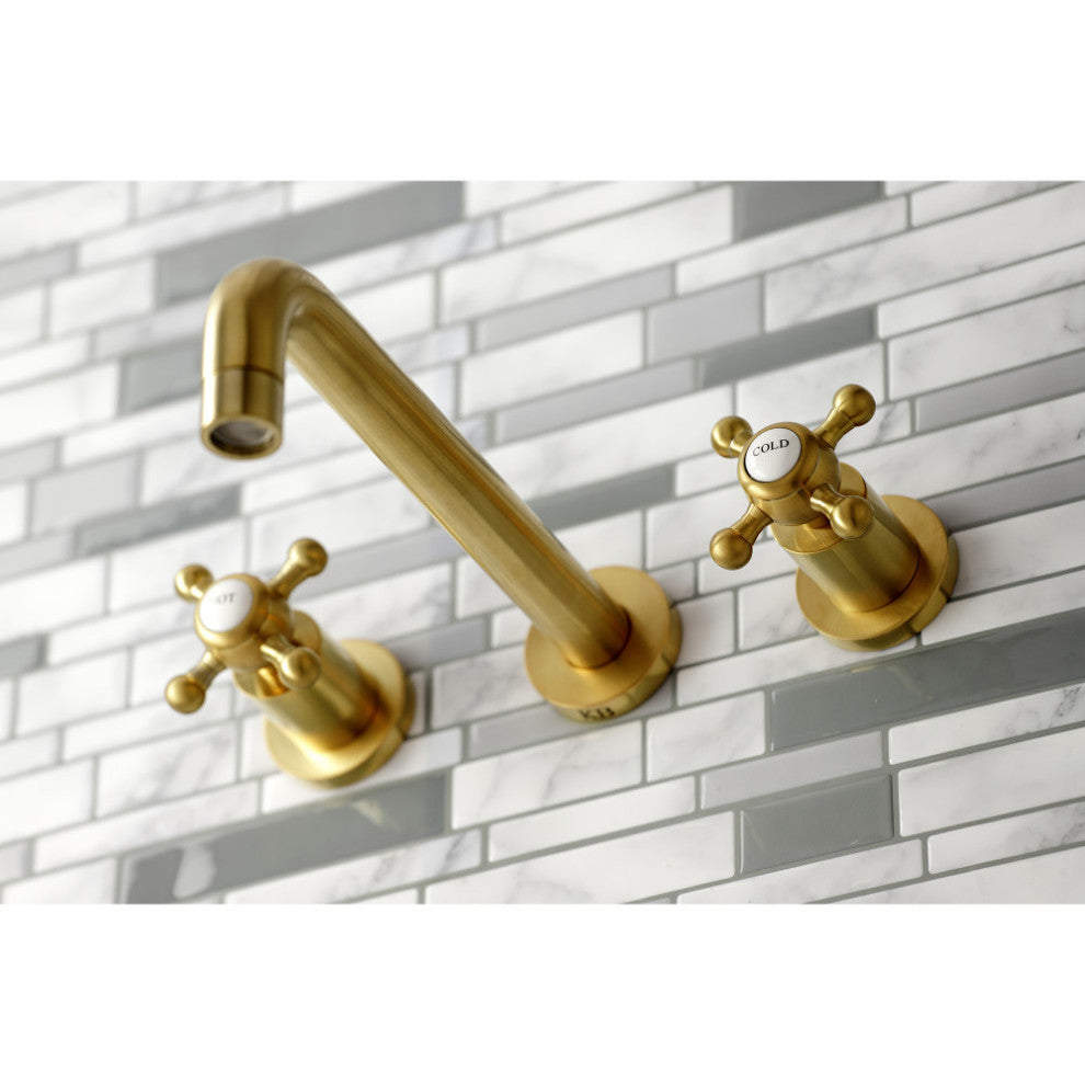 KS8027BX Two-Handle Wall Mount Tub Faucet, Brushed Brass