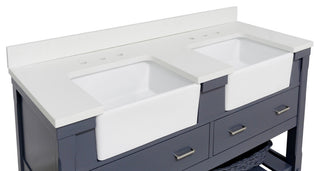 Charlotte 60" Bathroom Vanity, Marine Gray, Quartz, Double