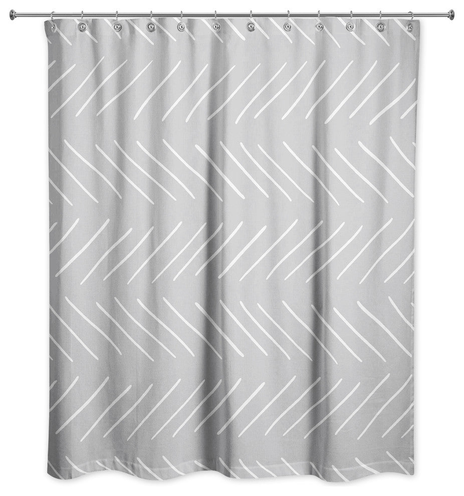 Modern Chevron Shower Curtain, Gray and White