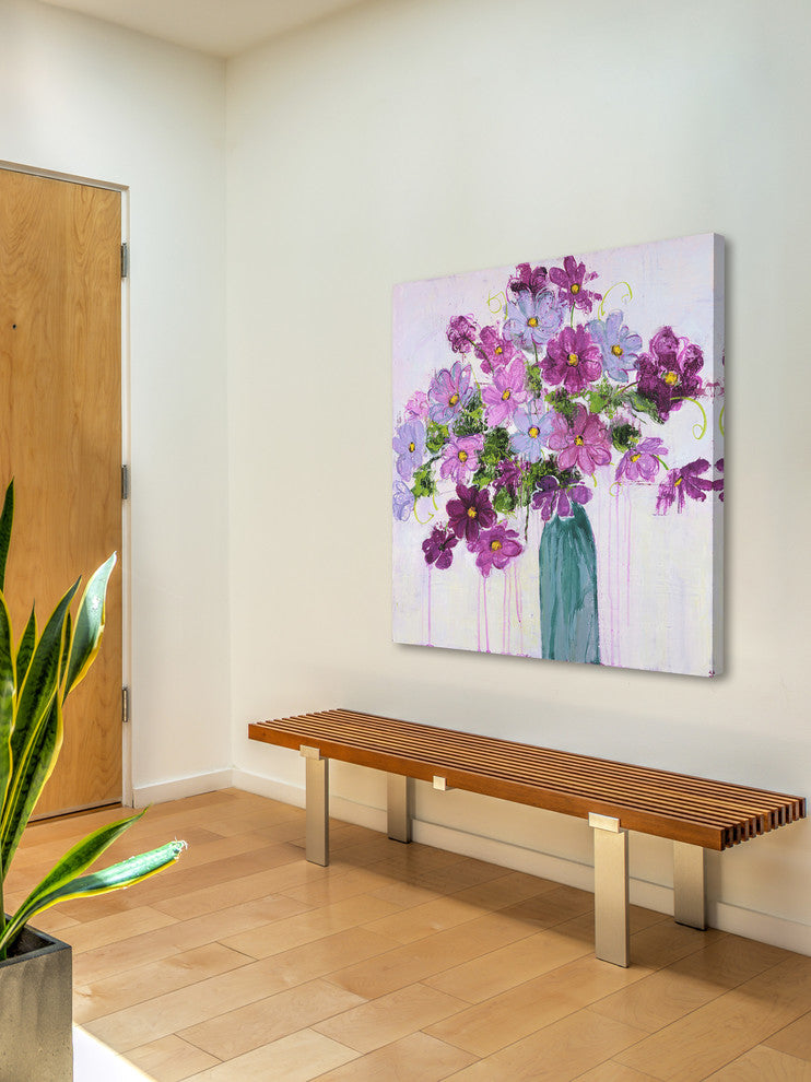 "Happy Blooms" by Julie Joy Painting Print Wrapped Canvas, 18x18