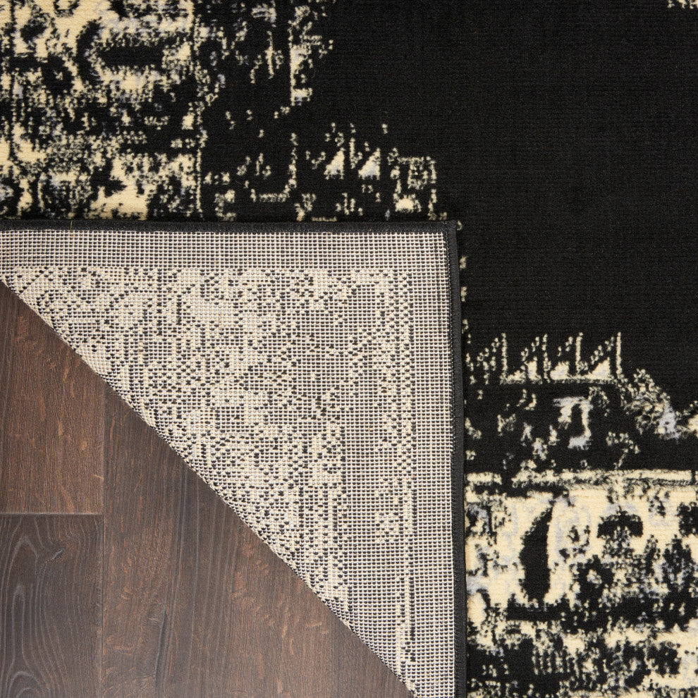 Nourison Grafix 2'3" x 7'6" Black Vintage Indoor Area Rug