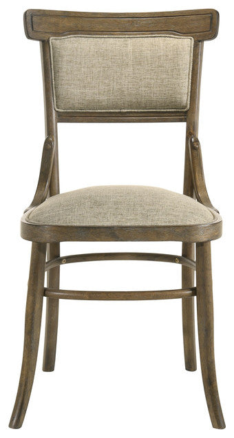 Bistro Vintage Walnut 7-Piece 72" Dining Set With Off White Fabric Dining Chairs
