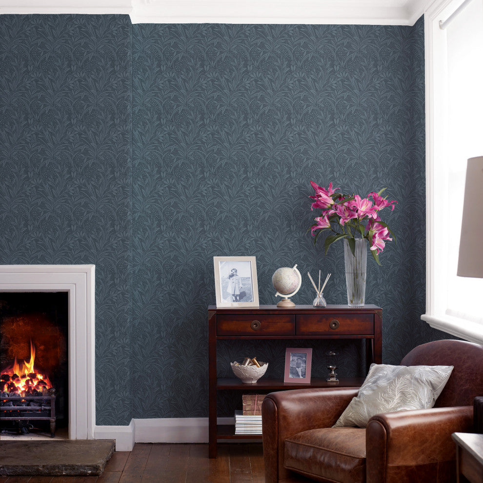 Laura Ashley Barley Wallpaper, Dusky Seaspray