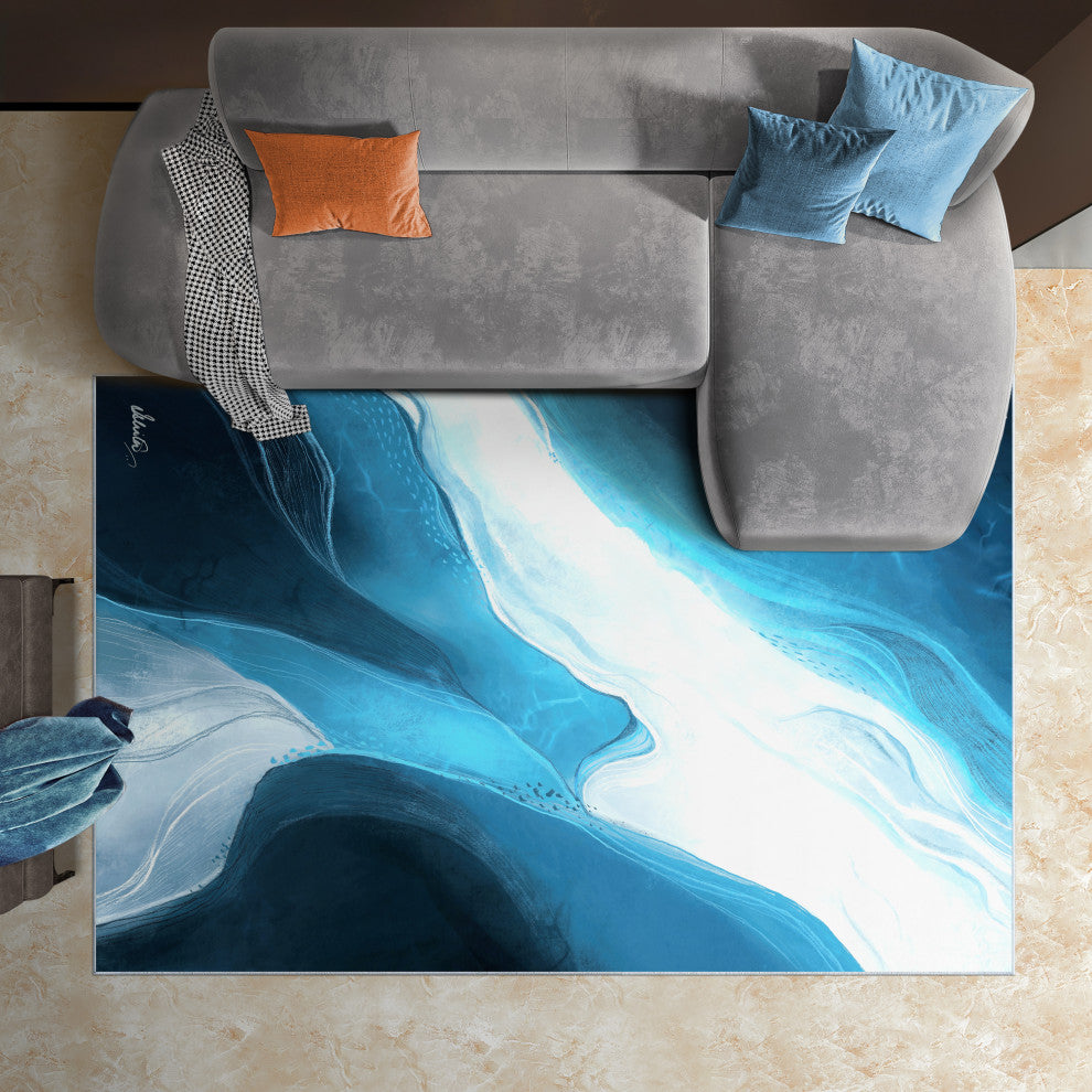 Ethereal Iceberg Abstract Art Area Rug, 5'x7.5'