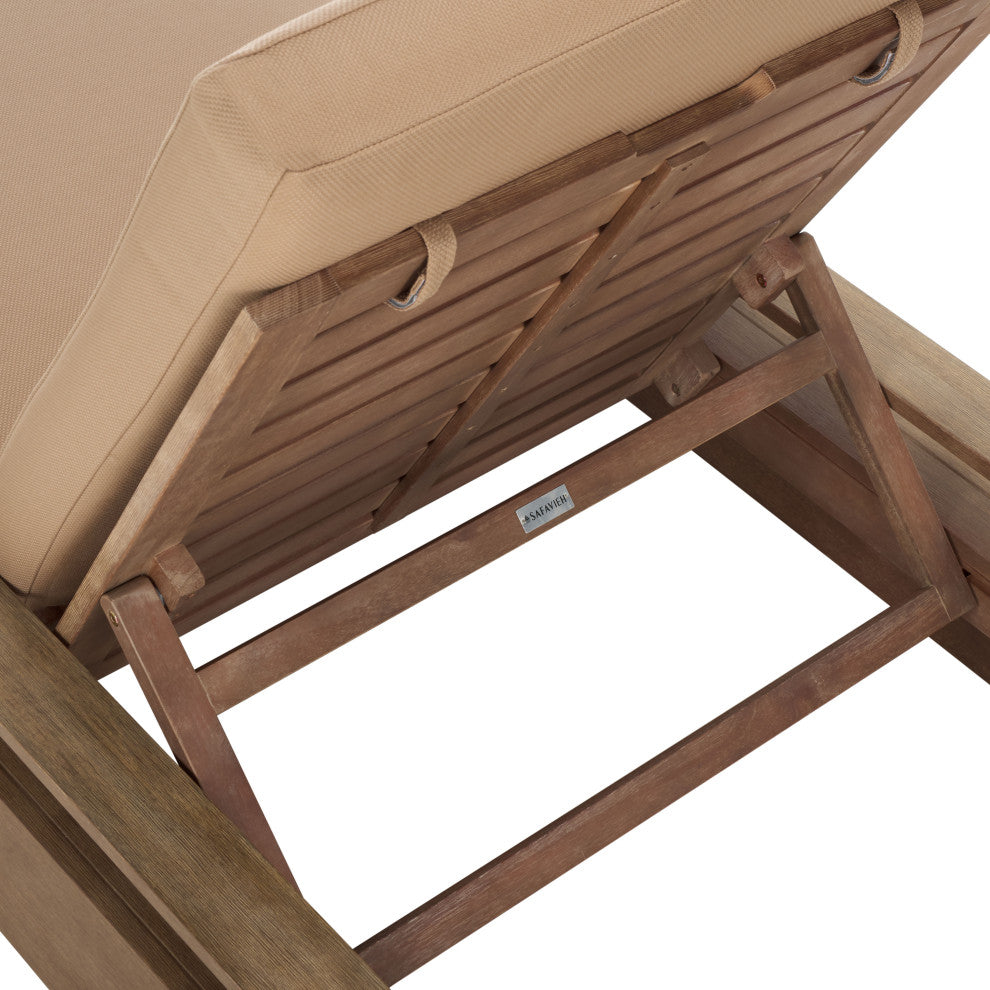 Safavieh Couture Lanai Wood Chaise Lounge Chair, Natural/Brown