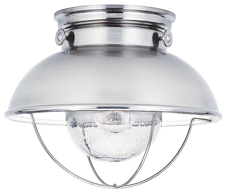 Sea Gull Sebring 1-Light Outdoor Flush Mount Brushed Stainless