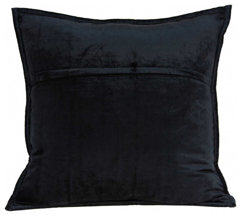 HomeRoots 20" x 0.5" x 20" Transitional Black Solid Quilted Pillow Cover