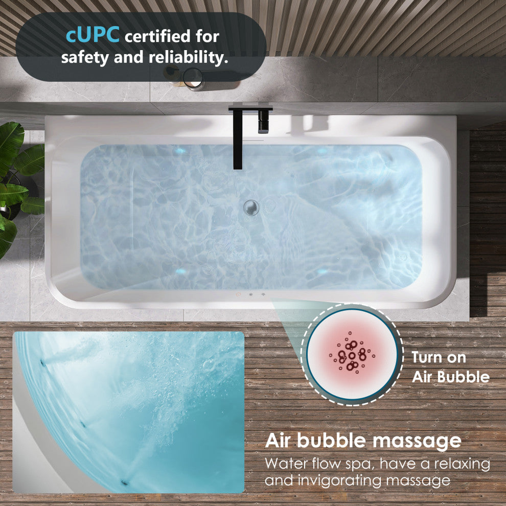 Lilac Flat Bottom Freestanding Acrylic Soaking Bathtub