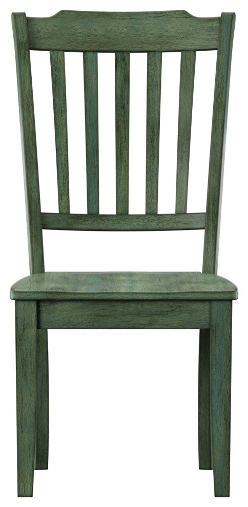 Arbor Hill Slat Back Wood Dining Chair, Set of 2, Antique Sage Green