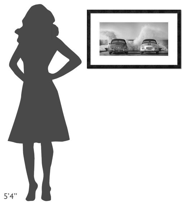 "Ocean Waves Breaking on Vintage Beauties (BW)"  by Gasoline Images, 32x20"