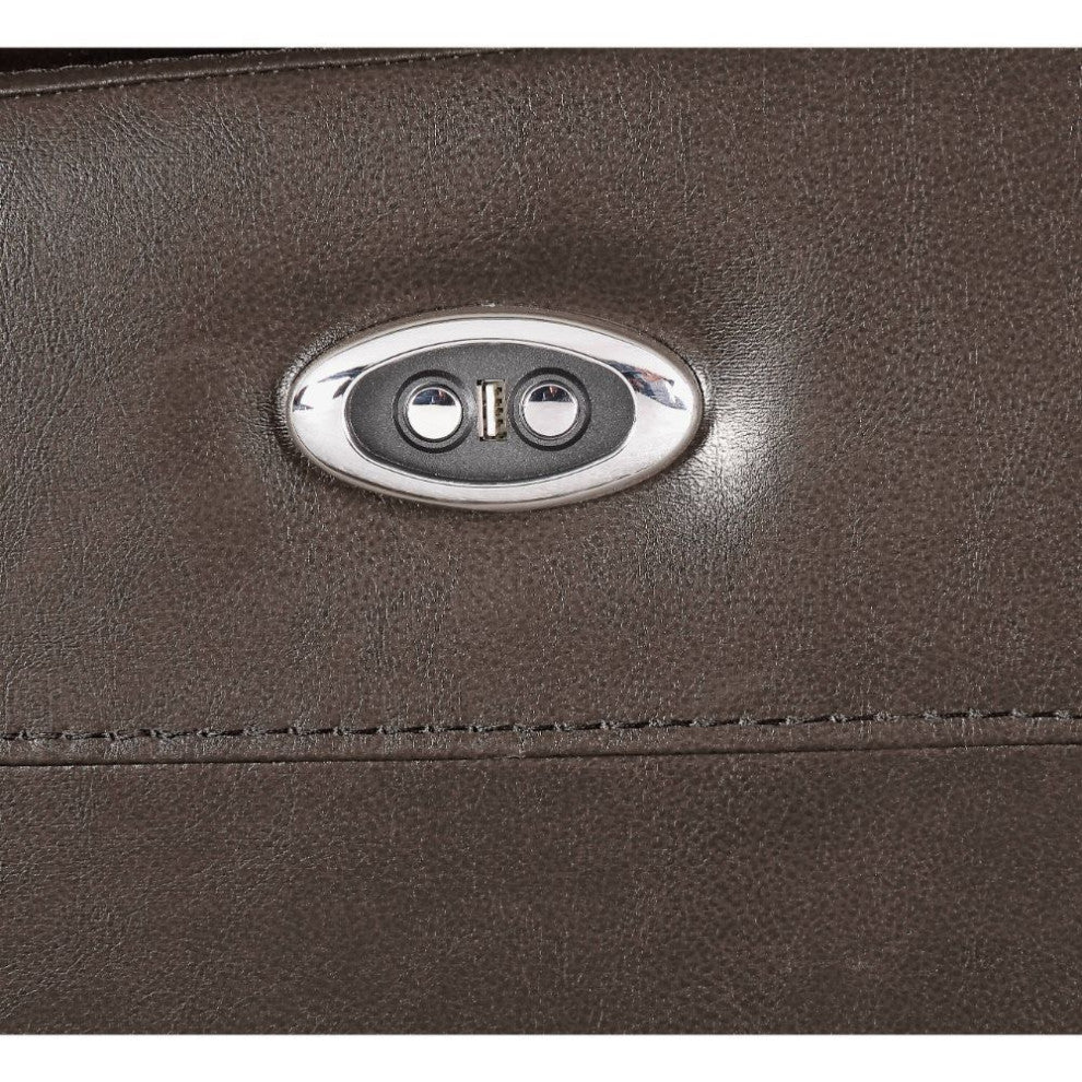 Leather-Gel Power Motion Recliner, Brown Finish