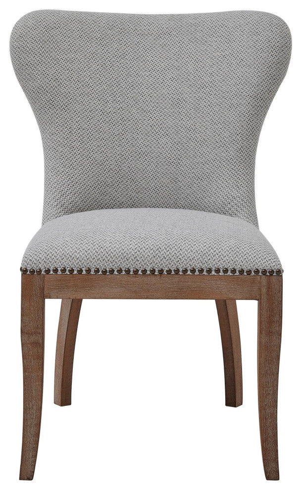 Dorsey Dining Side Chair Drift Wood Legs, Set of 2, Cardiff Gray, Fabric