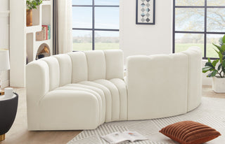 Arc Velvet Upholstered 4-Pc. Facing Modular Sectional, Cream