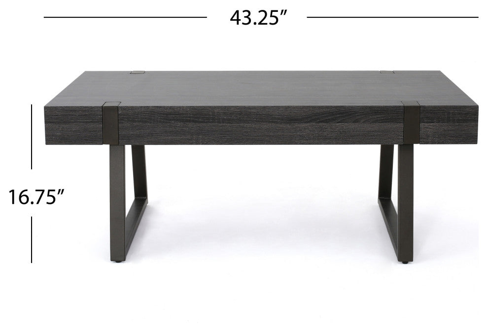 GDF Studio Genwa Canyon Coffee Table, Black Oak
