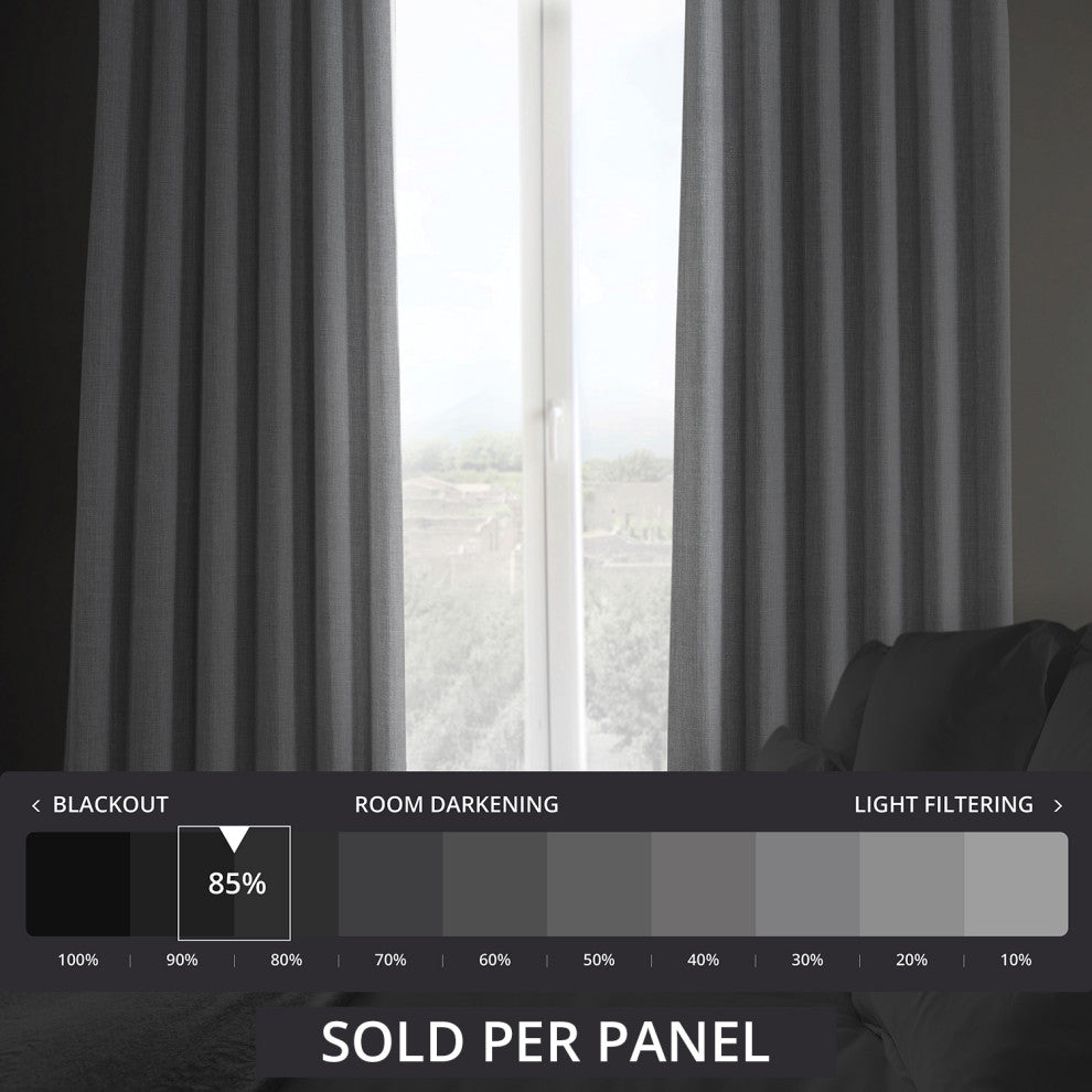 Faux Linen Darkening Curtain Single Panel, Heather Gray, 50"x120"
