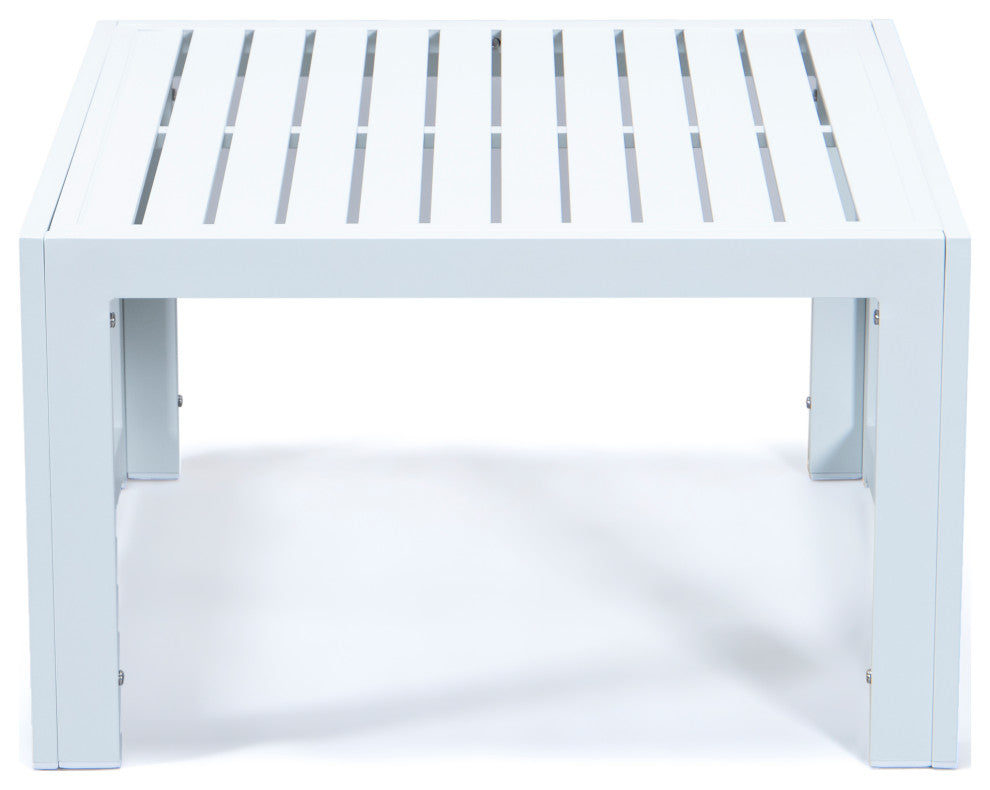 Leisuremod Chelsea Outdoor Patio Square Aluminum Coffee Table, White