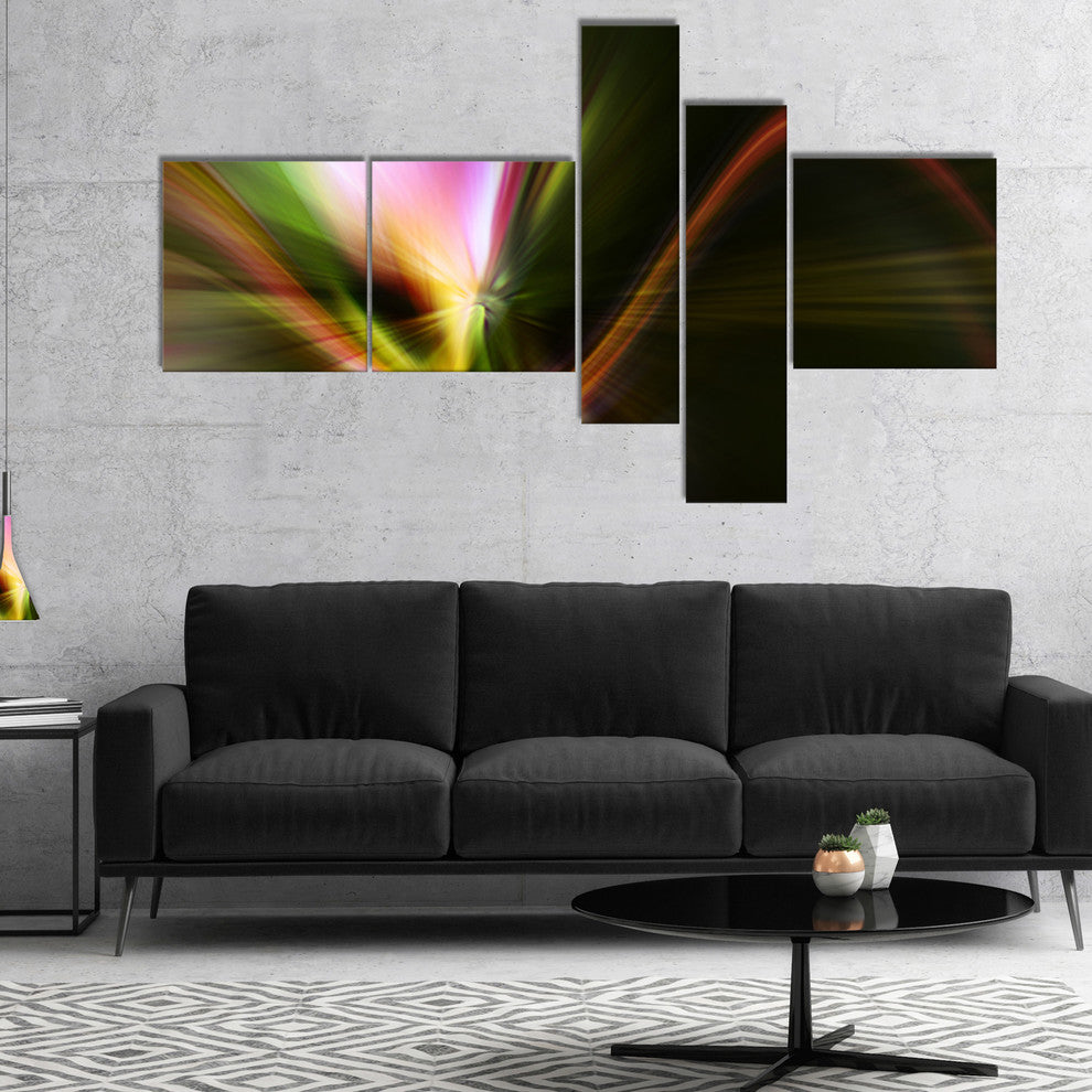 Rays of Speed Green, Abstract Canvas art print, 60"x32", 5 panels