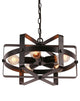 Drum Shape Round Metal Pendant with 5 Bulb Sockets, Antique Black