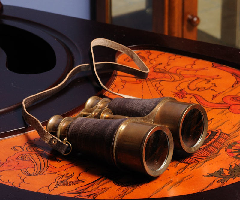 Binocular W Leather Overlay In Wood Box