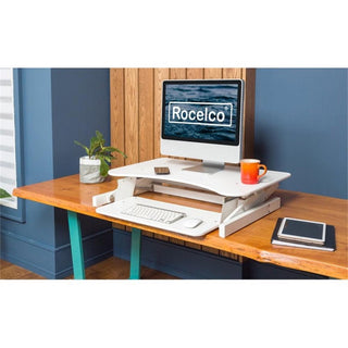 Rocelco 32" Height Adjustable Standing Desk Converter in White (R ADRW)