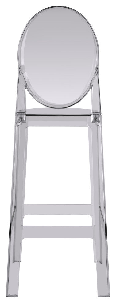 Designer Ghost Style Molded Plastic Bar Height Kitchen Stools For Dining, Smoke, Single Chair