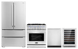 4 Piece, 30" Gas Range 24" Dishwasher, Refrigerator & Wine Refrigerator