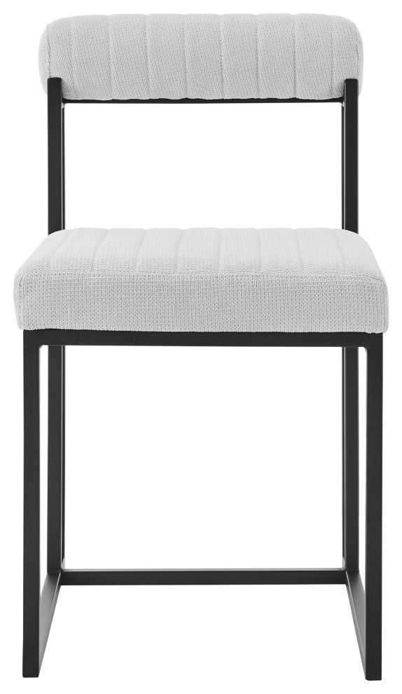 Kai Anastasia Rectangular Glass Dining Table 5pc Set, Light Gray Fabric Chairs