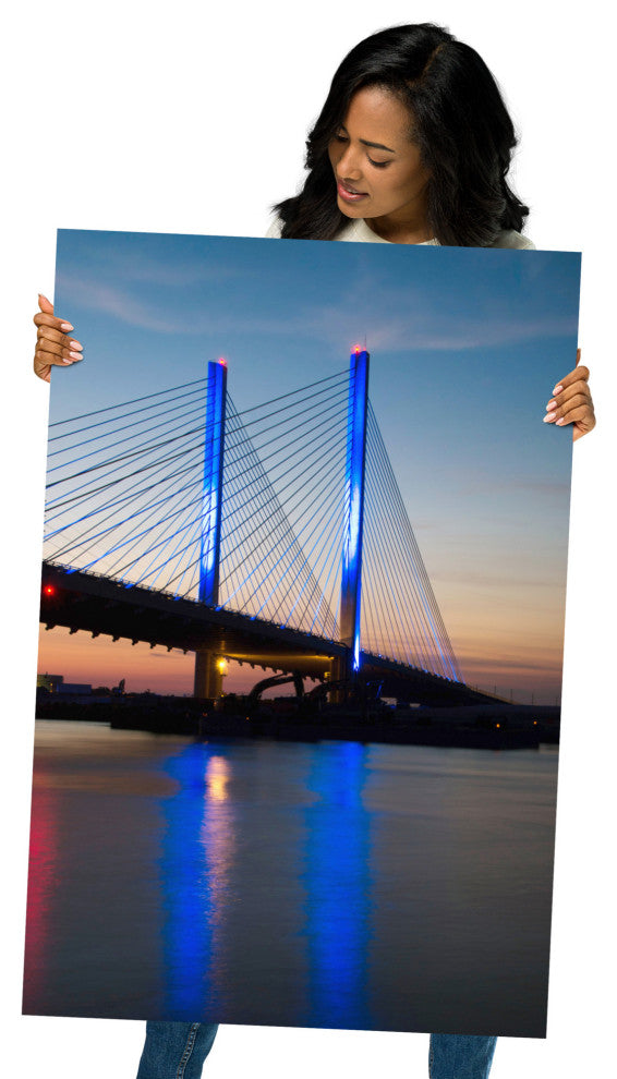 Indian River Inlet Bridge 2 Night Photography Unframed Wall Art Print, 24" X 36"