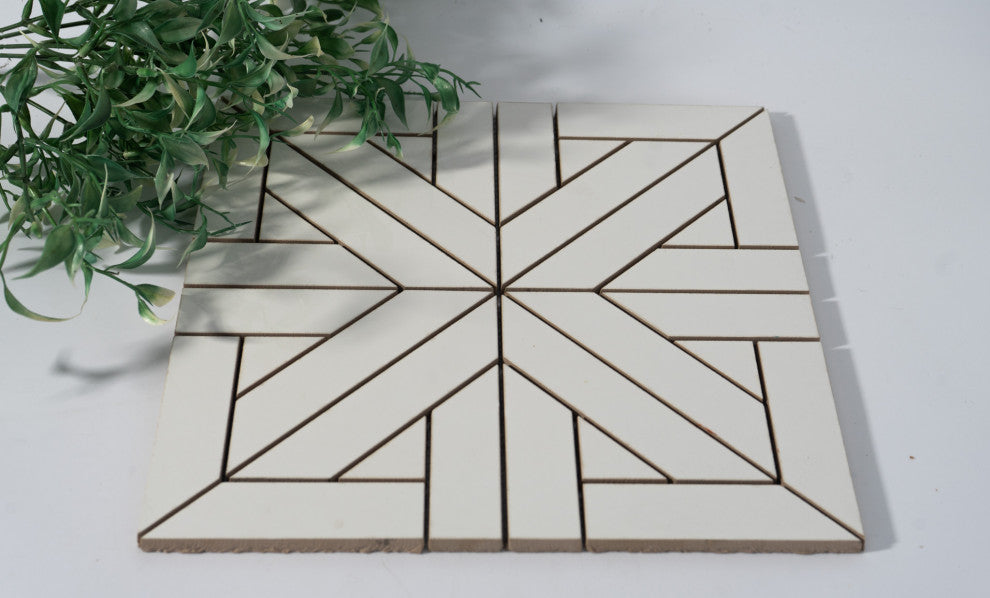 Parque 12"X12" Porcelain Snow White Wall & Floor Mosaic Tile