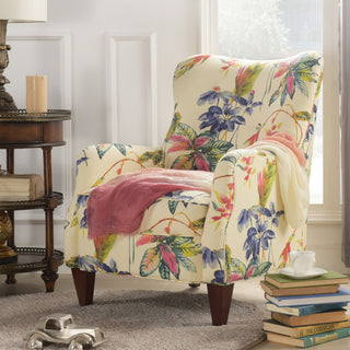 Paradise Upholstered Armchair, Tropical Floral Beige Polyester