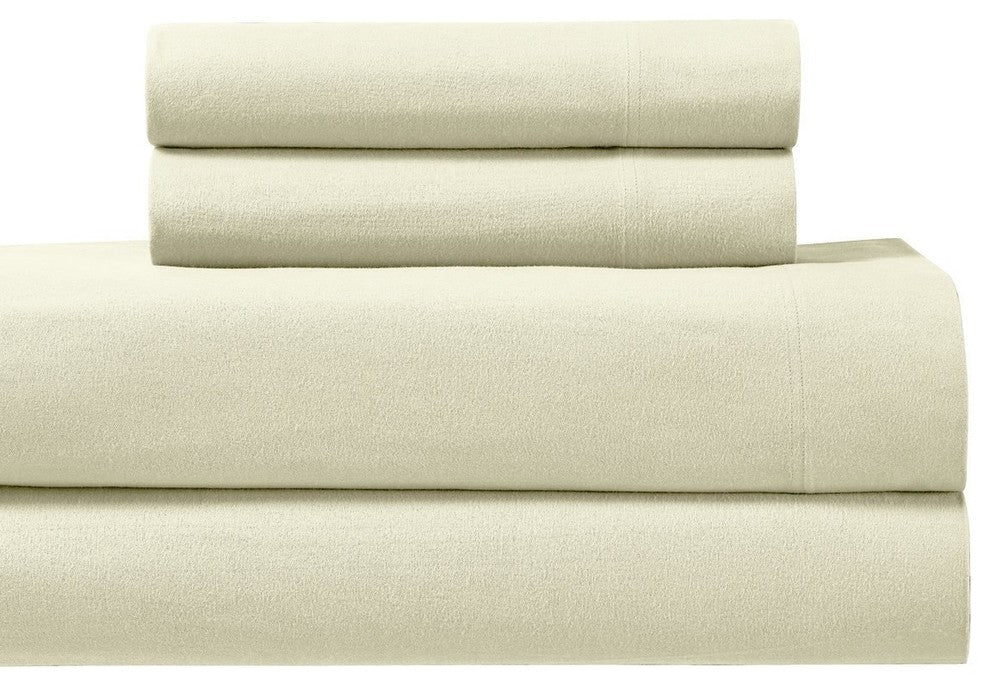Heavyweight Deep Pocket Flannel Sheet Set, Ivory, Queen