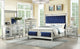 ACME Varian Queen Bed, Blue Velvet and Mirrored